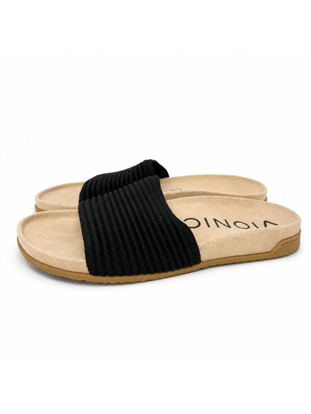 Vionic Evie Supportive Ribbed Knit Slide Sandal Black Women Size 12 Comfort Arch - Picture 4 of 8